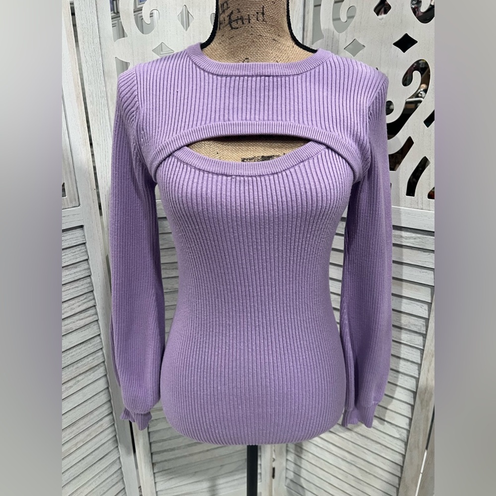 Vine & Love Purple Keyhole Sweater Small